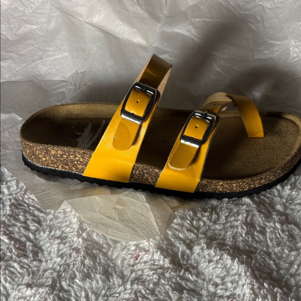 Yellow Double Strap Buckle Sandals - Picture 7 of 7